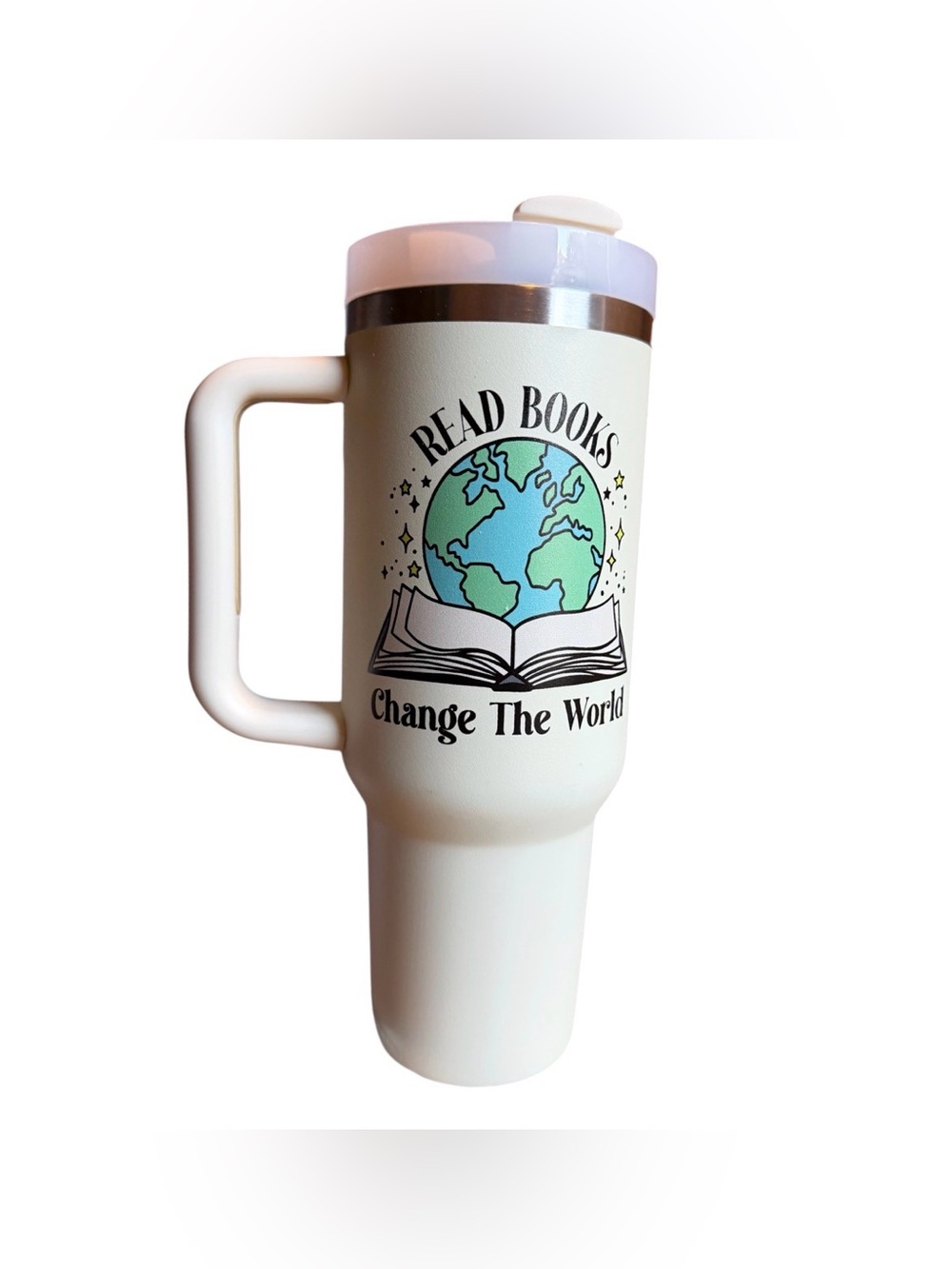 Read Books, Change the World" 40oz Insulated Tumbler with Handle nib